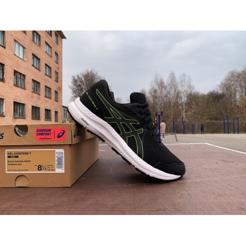 Мужские кроссовки для бега ASICS GEL-CONTEND 7 1011B040-003 Black/Hazard Green ОРИГИНАЛ