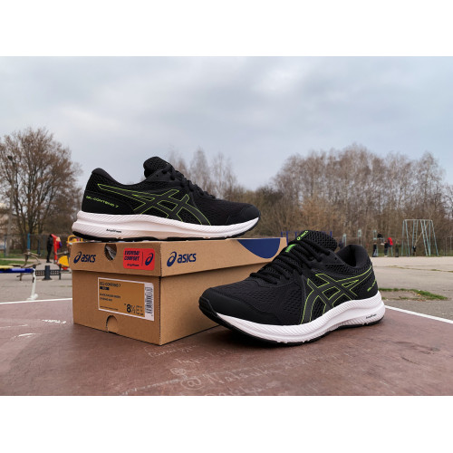 Мужские кроссовки для бега ASICS GEL-CONTEND 7 1011B040-003 Black/Hazard Green ОРИГИНАЛ