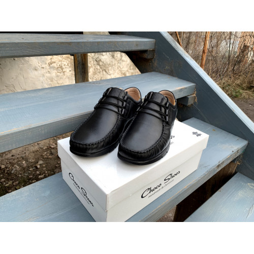 Мужские кожаные турецкие мокасины Choko Shoes черные из натуральной кожи