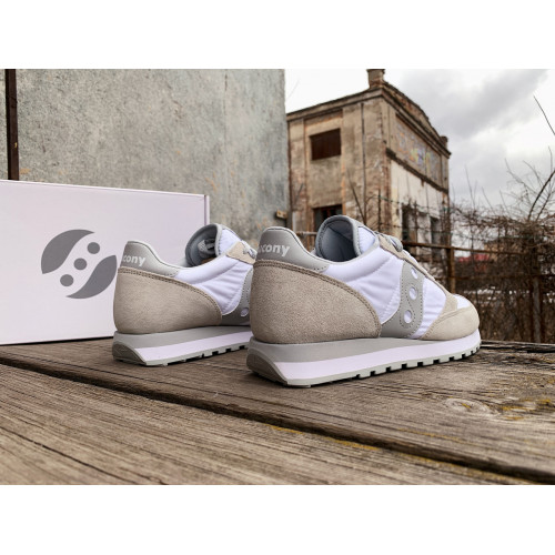 Мужские кроссовки Saucony Jazz Original 2044-396s White Grey белые с серым Оригинал