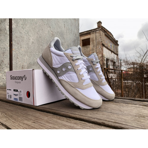 Мужские кроссовки Saucony Jazz Original 2044-396s White Grey белые с серым Оригинал