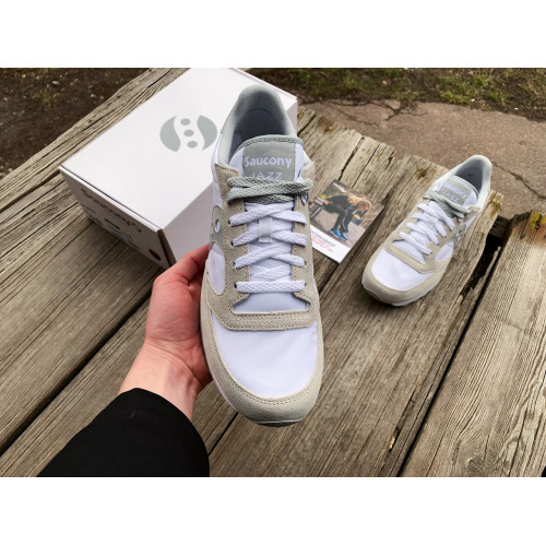 Мужские кроссовки Saucony Jazz Original 2044-396s White Grey белые с серым Оригинал