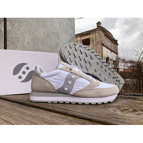 Мужские кроссовки Saucony Jazz Original 2044-396s White Grey белые с серым Оригинал