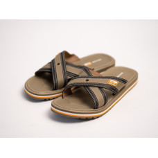 Мужские шлепанцы SAHAB SH 25-019M Camel-Black коричневые